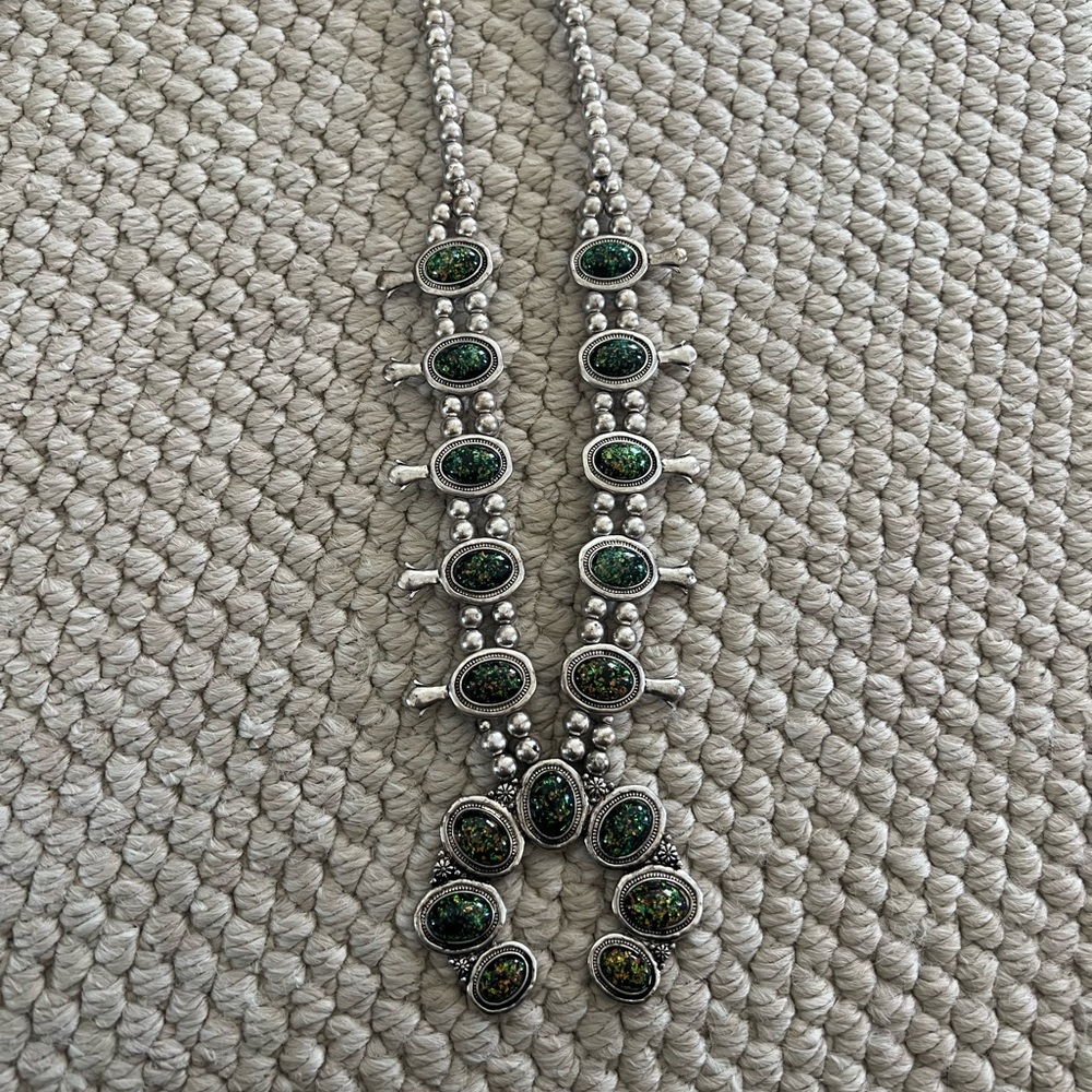 Navajo inspired squash blossom necklace